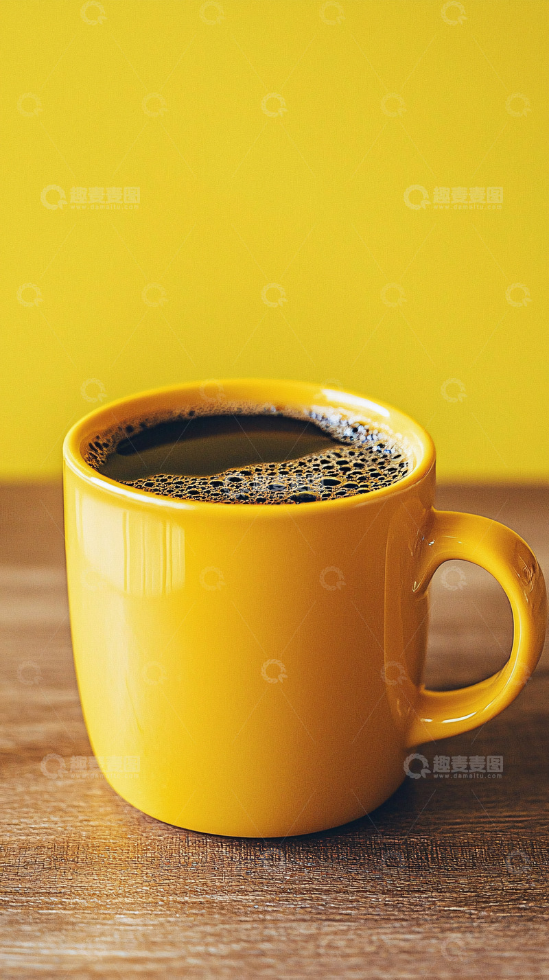 高清大图下载【趣麦麦图】黄杯黑咖啡
