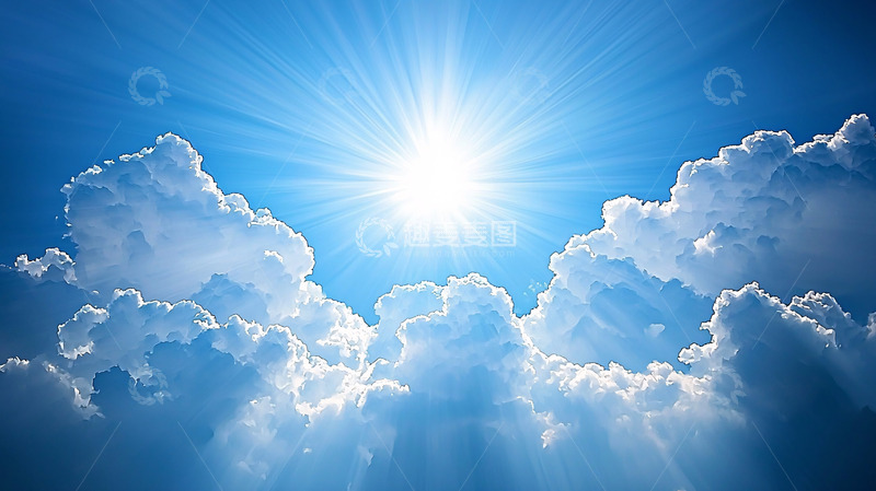 高清大图下载【趣麦麦图】阳光穿透云层照耀天空