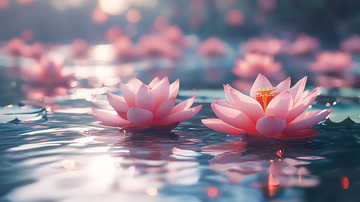 粉色睡莲水面静谧