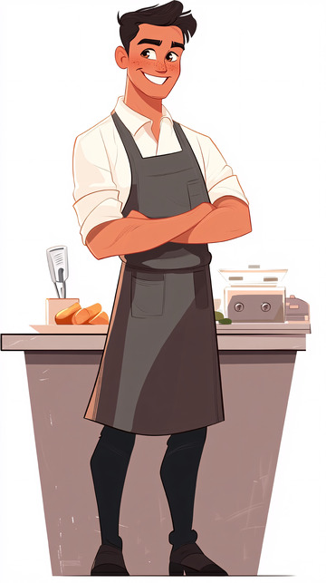 微笑的男性卡通厨师