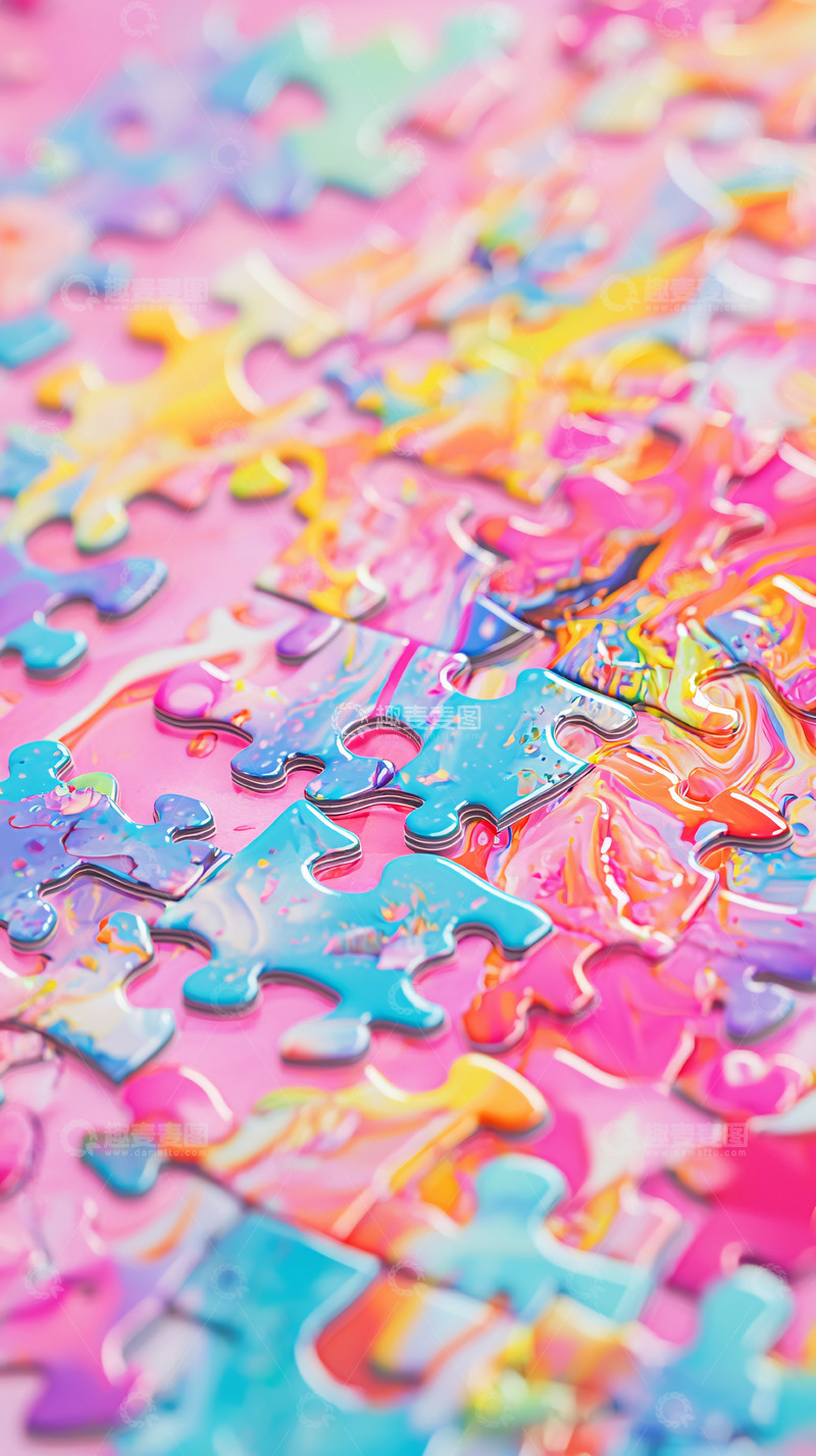 高清大图下载【趣麦麦图】彩色拼图碎片