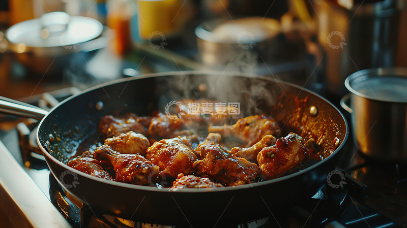 高清大图下载【趣麦麦图】煎锅鸡翅