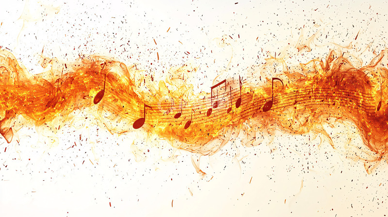 高清大图下载【趣麦麦图】火焰音符在空中飞舞
