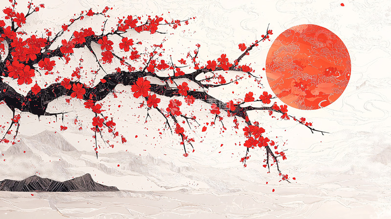 高清大图下载【趣麦麦图】红梅水墨画
