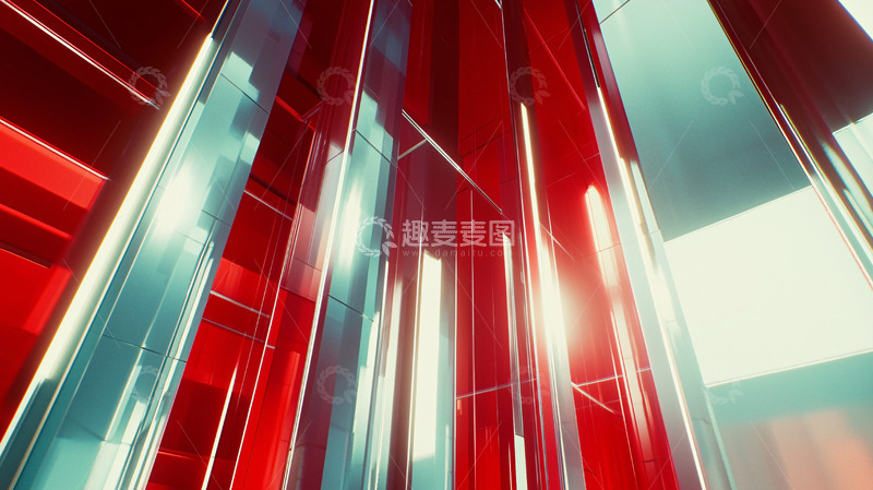 高清大图下载【趣麦麦图】红色玻璃走廊