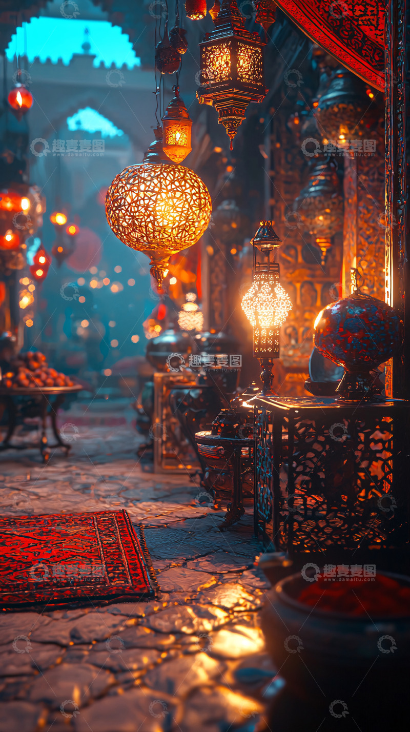 高清大图下载【趣麦麦图】阿拉伯风格夜景街景