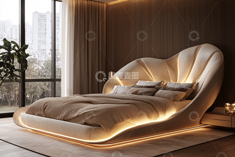 高清大图下载【趣麦麦图】现代轻奢贝壳床