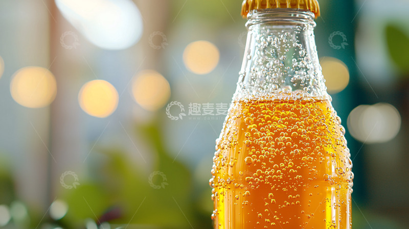 高清大图下载【趣麦麦图】冰镇汽水玻璃瓶特写