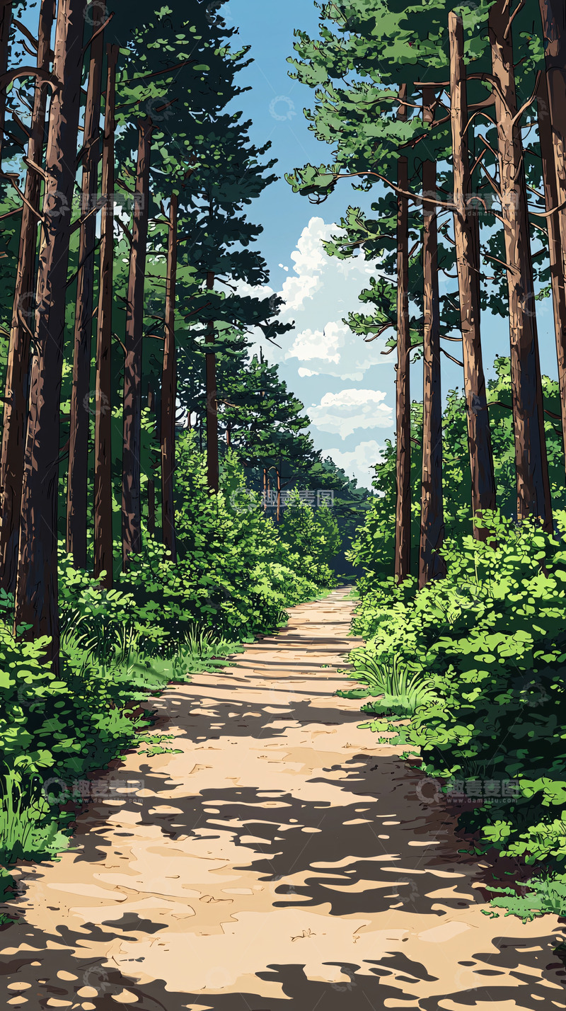 高清大图下载【趣麦麦图】树林小路阳光风景