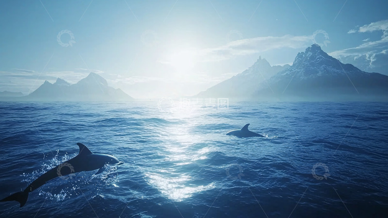 高清大图下载【趣麦麦图】海豚跃出海面