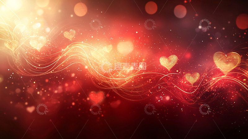 高清大图下载【趣麦麦图】浪漫红色爱心光晕背景