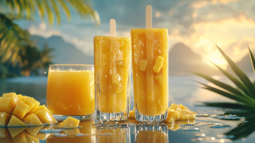 芒果冰饮夏日海边