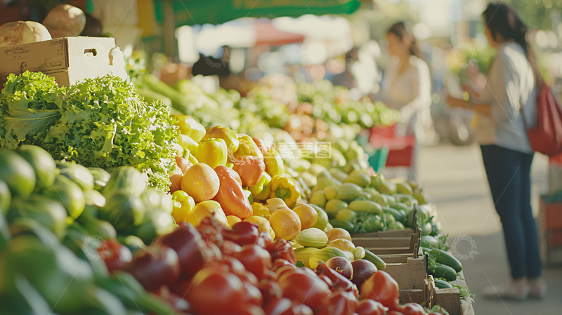 高清大图下载【趣麦麦图】农贸市场新鲜蔬果摊位