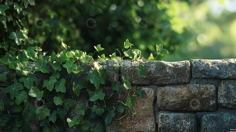 高清大图下载【趣麦麦图】绿植爬墙石墙