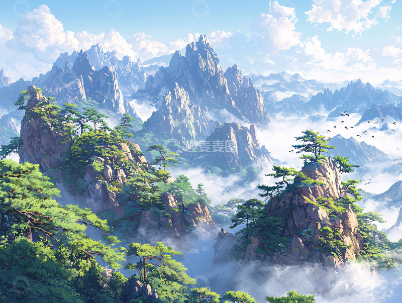 高清大图下载【趣麦麦图】云海仙山2