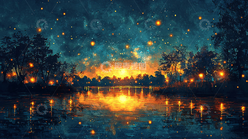 高清大图下载【趣麦麦图】星空倒影