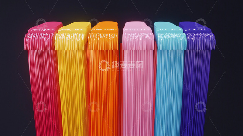 高清大图下载【趣麦麦图】彩虹色塑料衣架