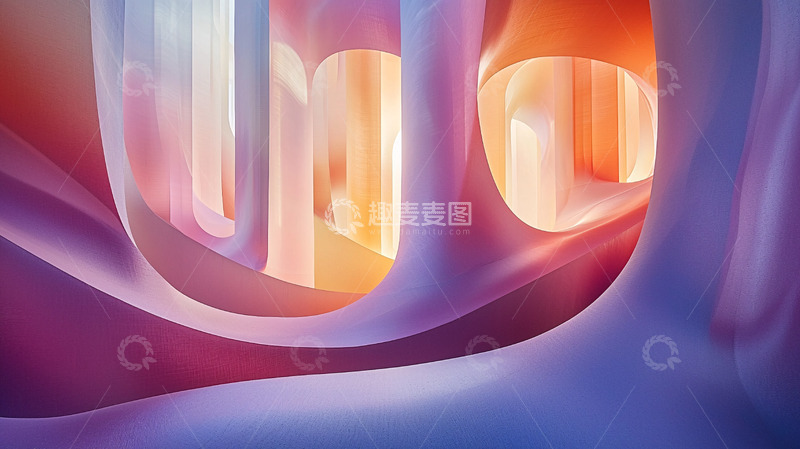 高清大图下载【趣麦麦图】抽象彩色光线管道