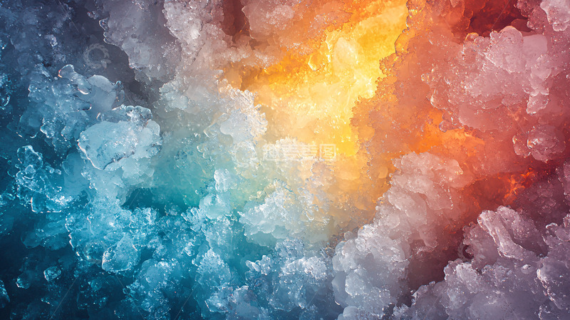 高清大图下载【趣麦麦图】色彩斑斓的冰块特写