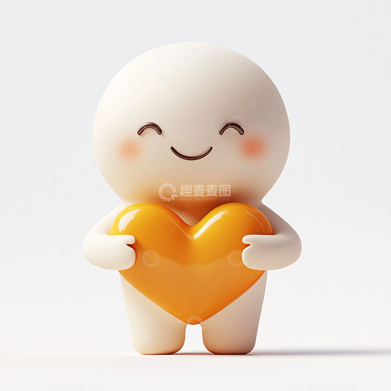 高清大图下载【趣麦麦图】可爱卡通人物抱心
