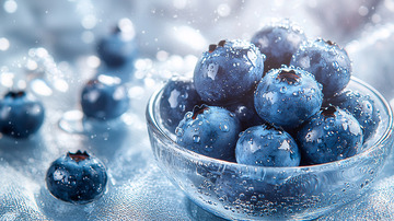 水灵灵的蓝莓果实特写