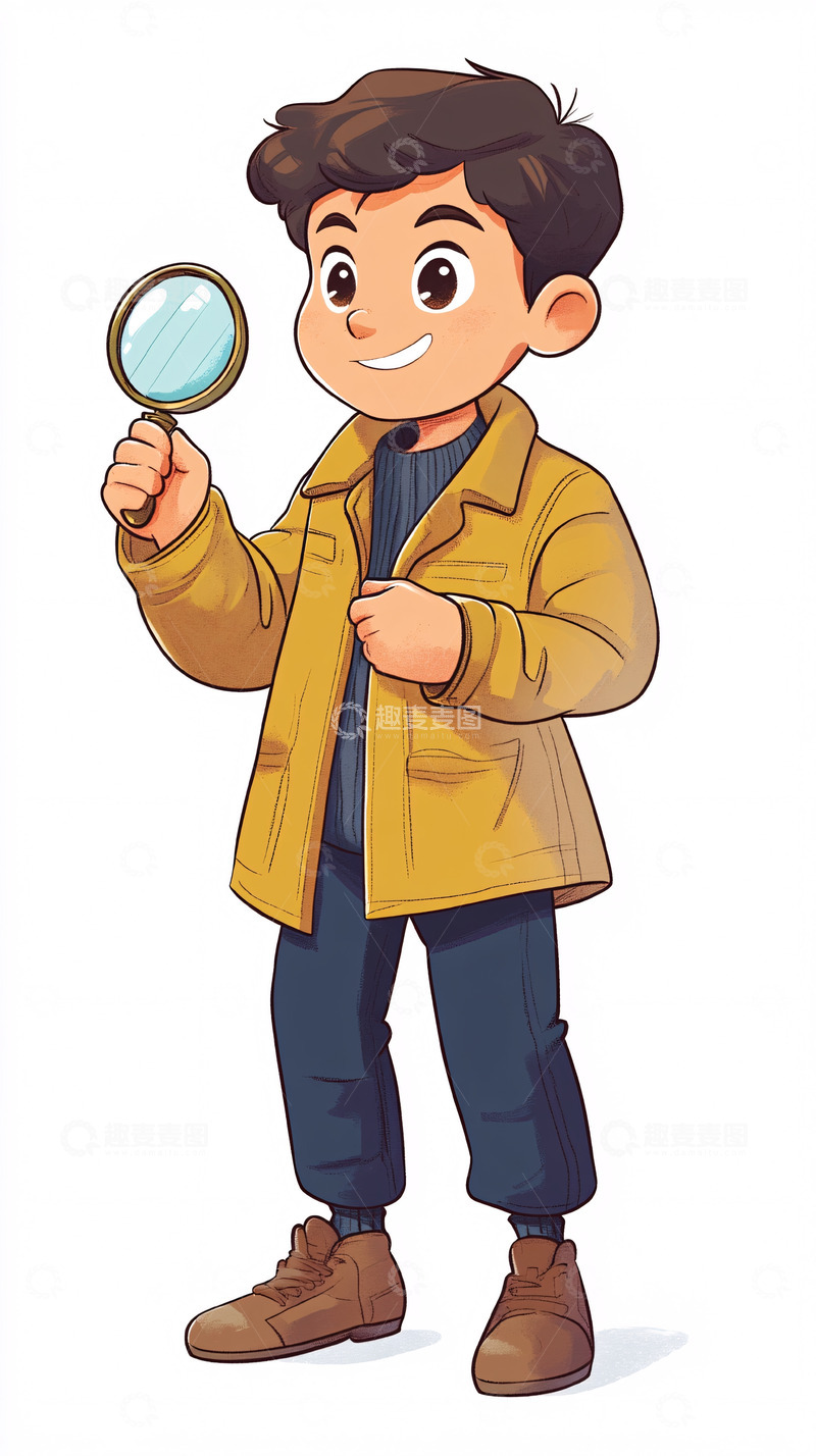 高清大图下载【趣麦麦图】拿着放大镜的可爱男孩