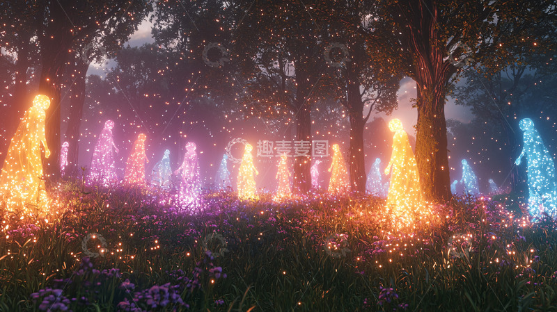 高清大图下载【趣麦麦图】光之精灵森林