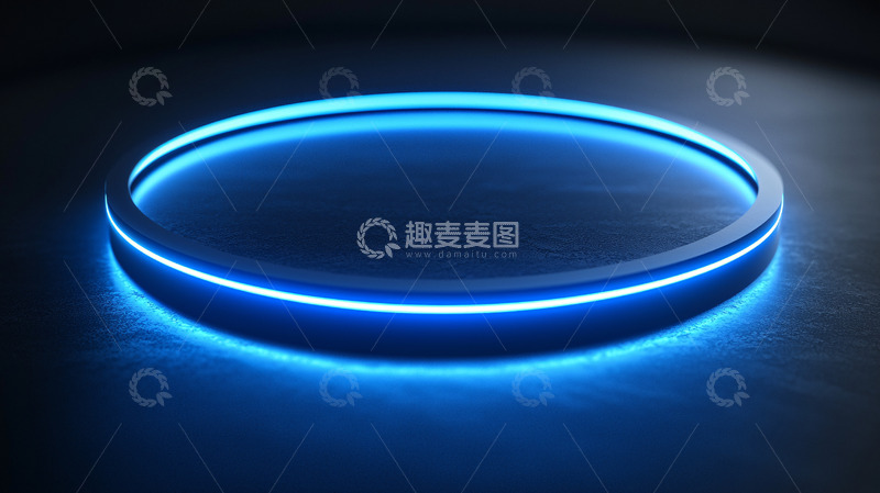 高清大图下载【趣麦麦图】蓝色霓虹灯圆形底座