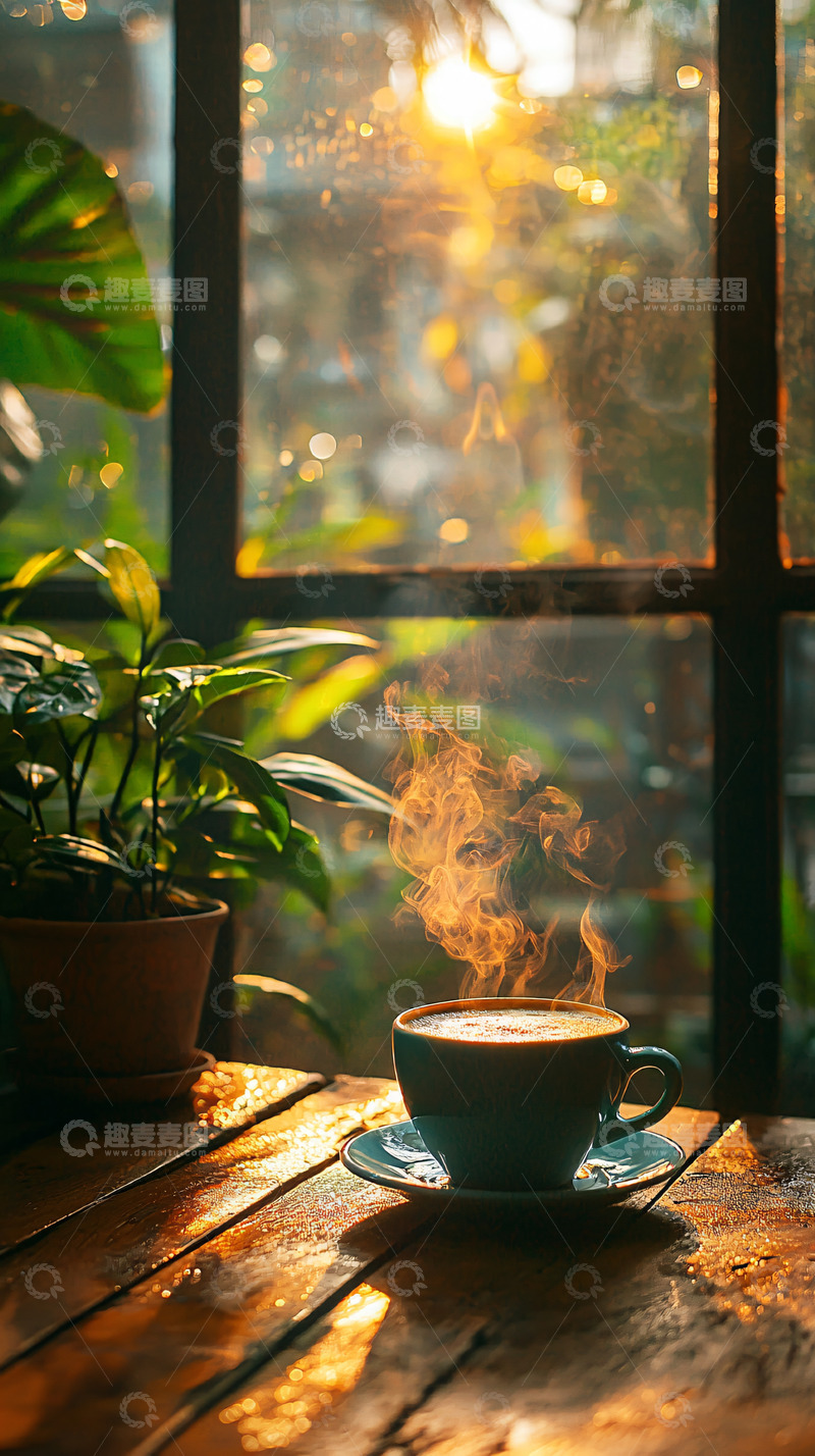 高清大图下载【趣麦麦图】温暖阳光下的咖啡