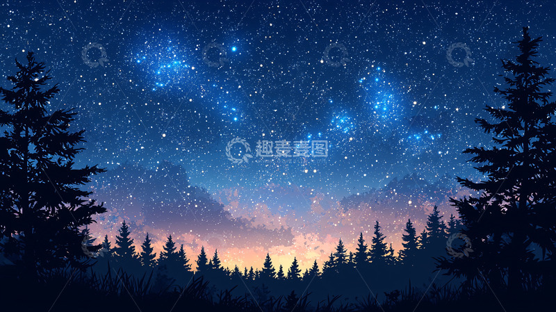 高清大图下载【趣麦麦图】星空森林