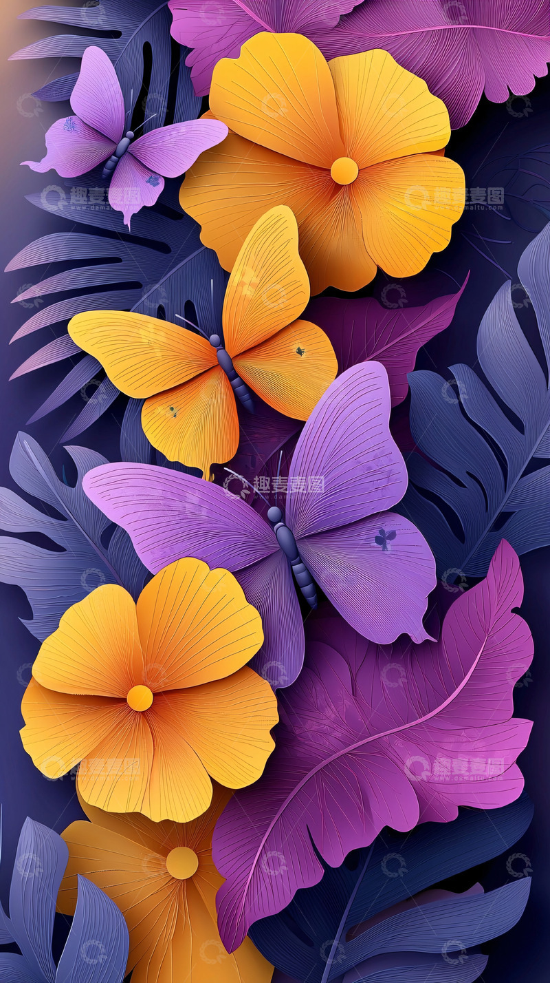 高清大图下载【趣麦麦图】紫色蝴蝶