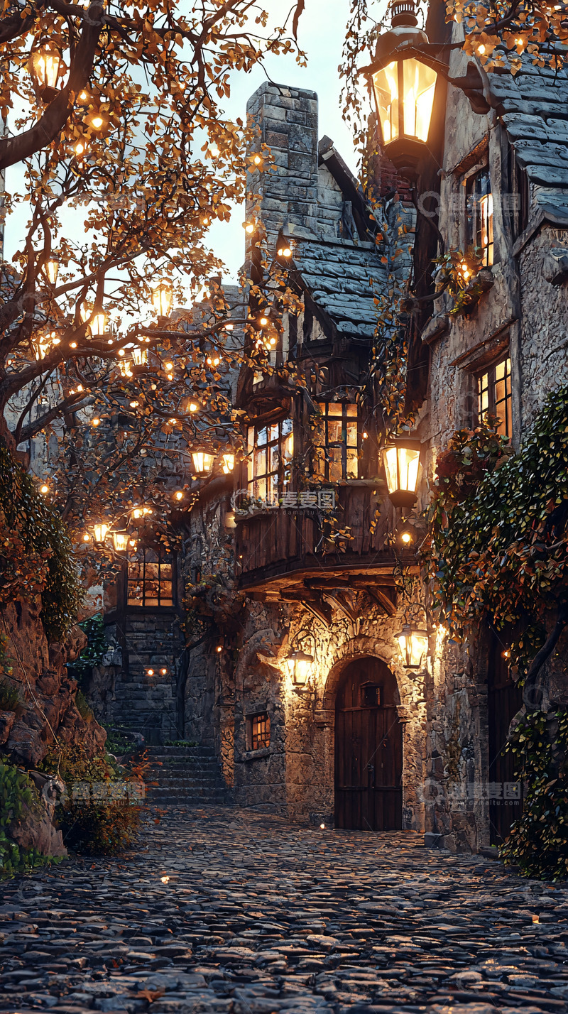 高清大图下载【趣麦麦图】童话般的中世纪古镇夜景