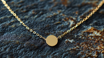 简约黄金圆形吊坠项链