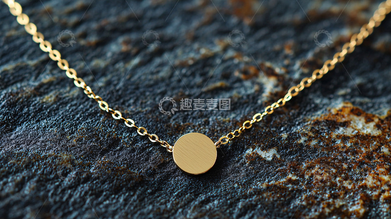 高清大图下载【趣麦麦图】简约黄金圆形吊坠项链