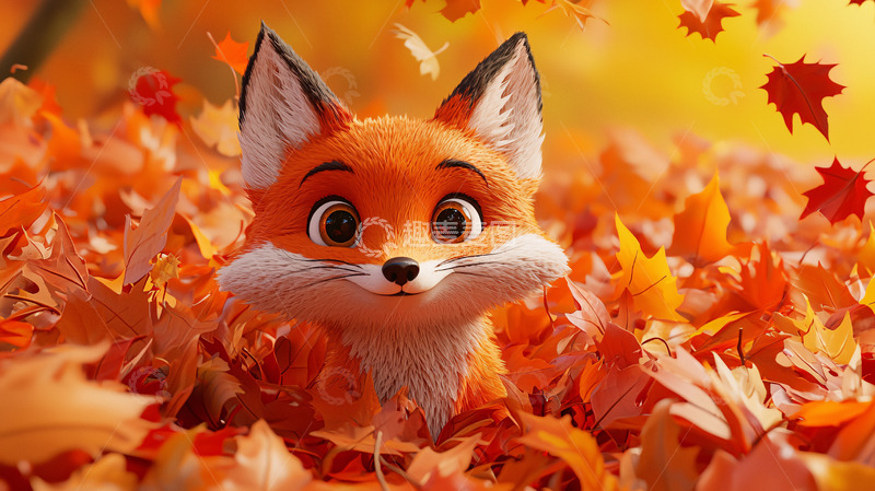 高清大图下载【趣麦麦图】秋天小狐狸