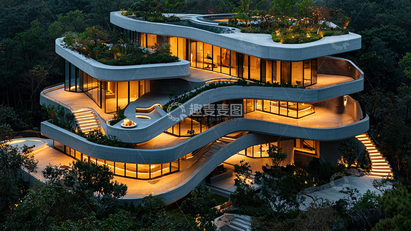 高清大图下载【趣麦麦图】曲线造型现代住宅