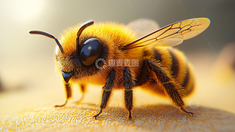 毛茸茸的可爱小蜜蜂
