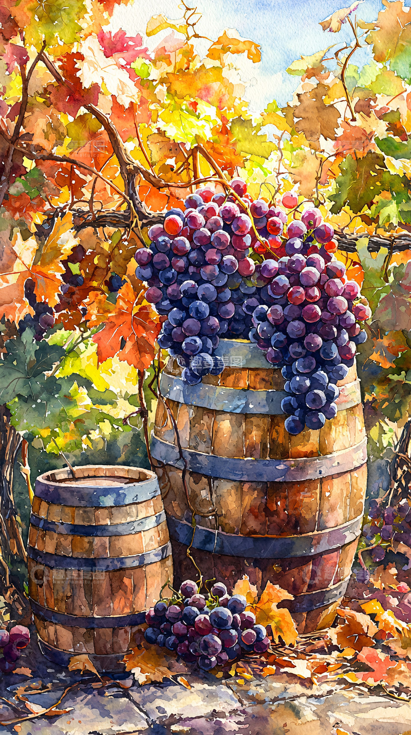 高清大图下载【趣麦麦图】秋日葡萄园丰收景象