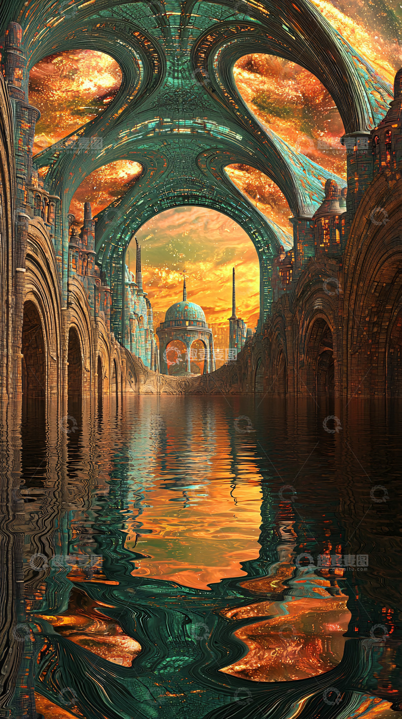 高清大图下载【趣麦麦图】奇幻建筑倒影