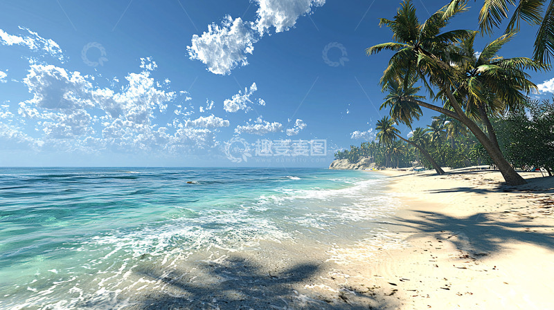高清大图下载【趣麦麦图】阳光沙滩椰树海景