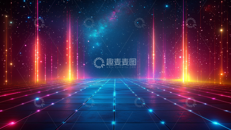 高清大图下载【趣麦麦图】炫彩光束科技感背景