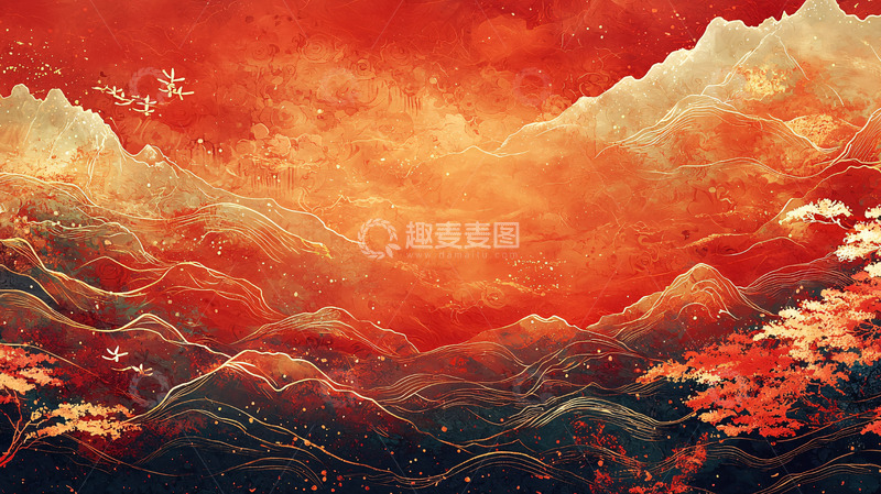 高清大图下载【趣麦麦图】红色山脉