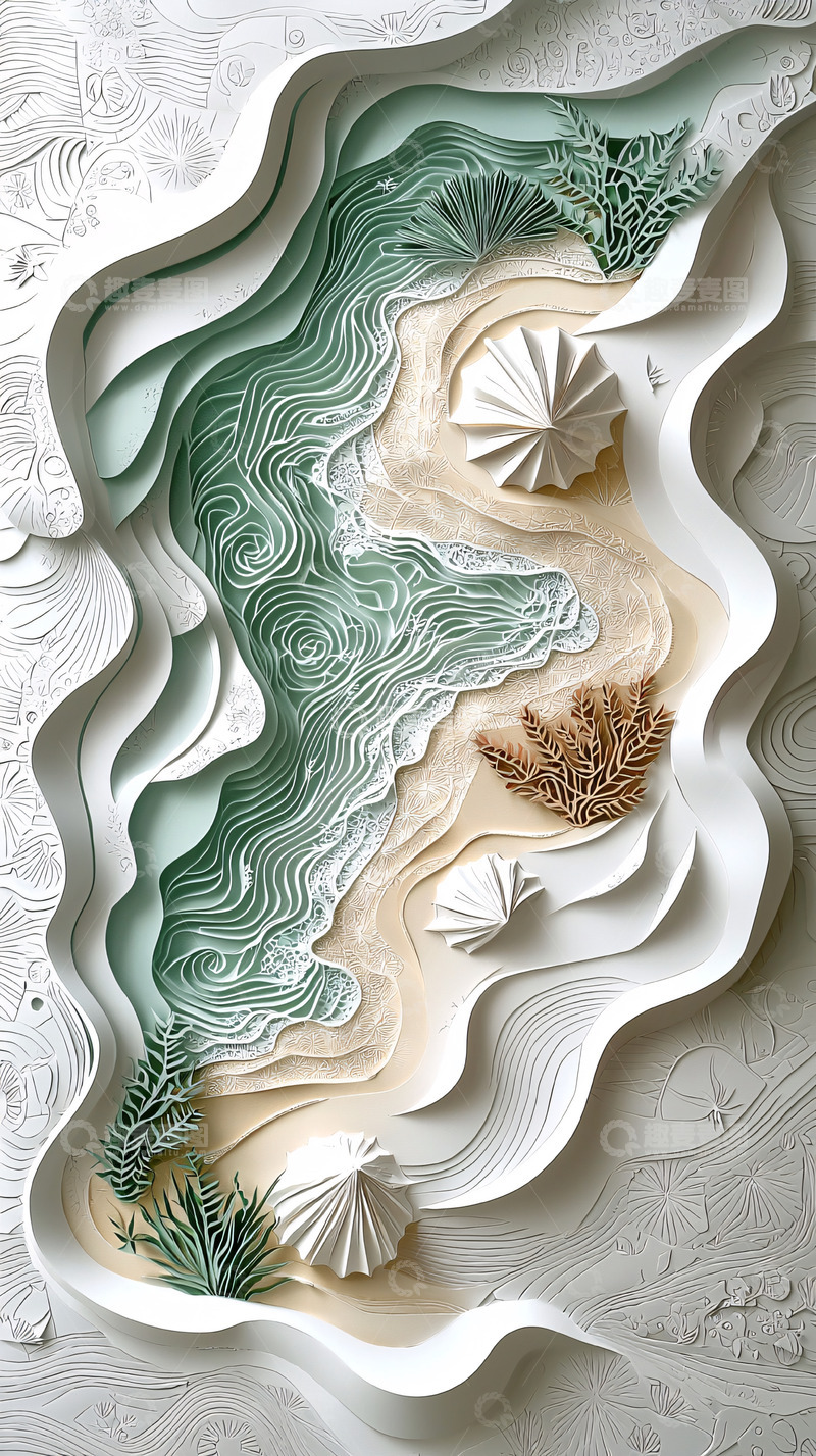 高清大图下载【趣麦麦图】抽象海岸线地形图