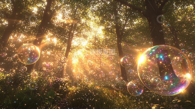 高清大图下载【趣麦麦图】阳光森林泡泡