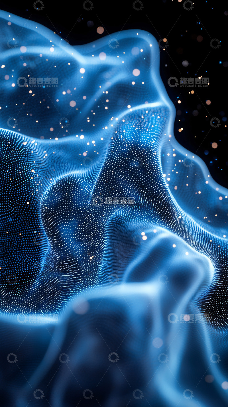 高清大图下载【趣麦麦图】蓝色光线构成抽象波浪