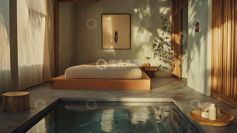 高清大图下载【趣麦麦图】极简风卧室带私人泳池