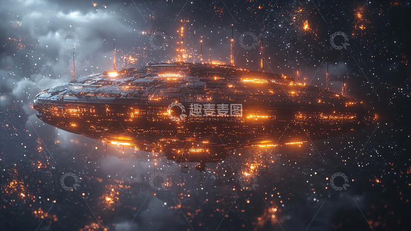 高清大图下载【趣麦麦图】燃烧的宇宙飞船