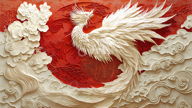 高清大图下载【趣麦麦图】白凤凰浮雕