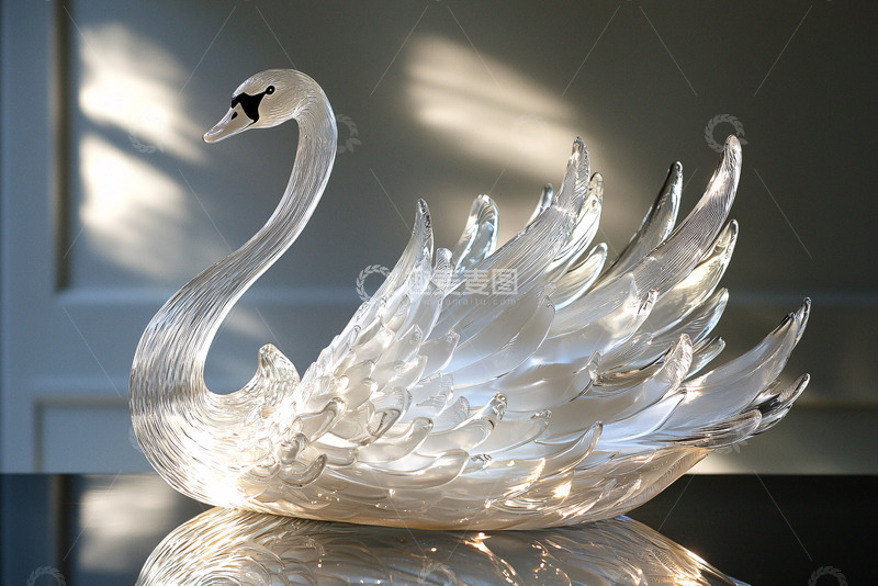 高清大图下载【趣麦麦图】水晶天鹅摆件