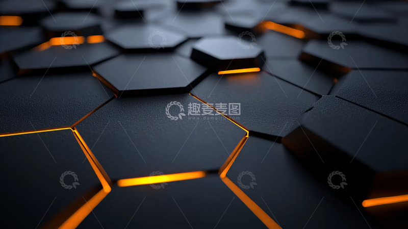 高清大图下载【趣麦麦图】黑色蜂窝状发光纹理